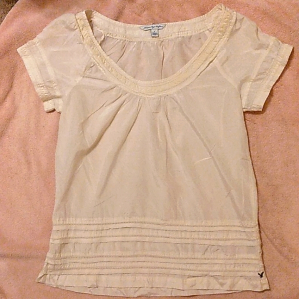 American Eagle cream blouse
